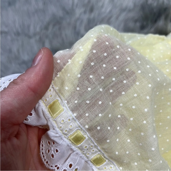 Vintage Handmade 2 Piece Yellow Polka Dot Ruffle Toddler Girls Pinafore - Picture 4 of 16